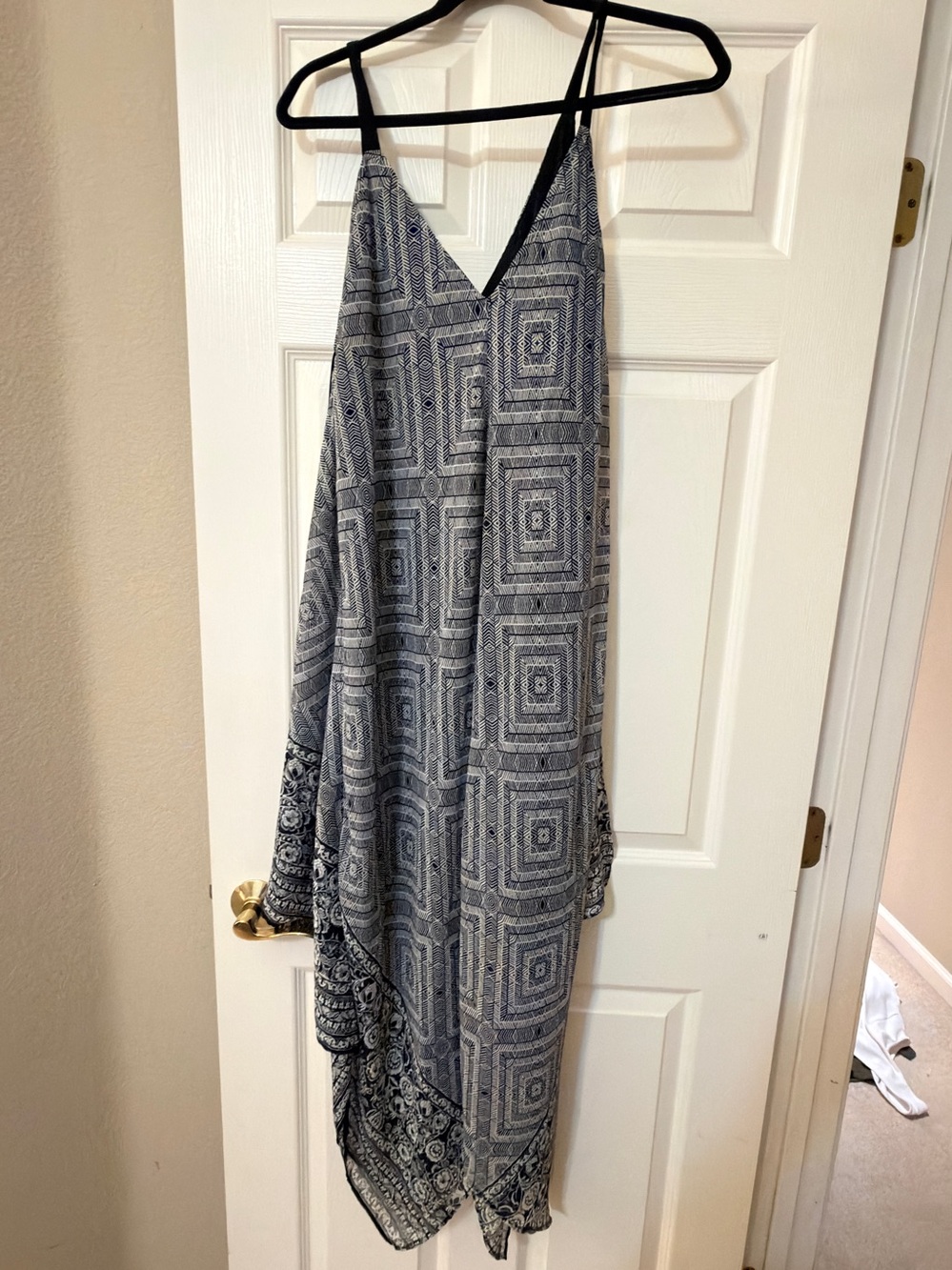 Fever Black & White Boho Handkerchief Hem Dress XL